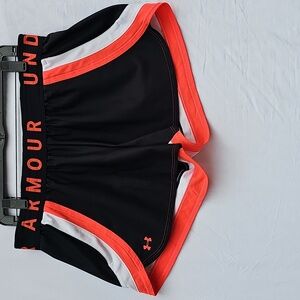 Under Armour Women's Black and Orange Athletic Shorts